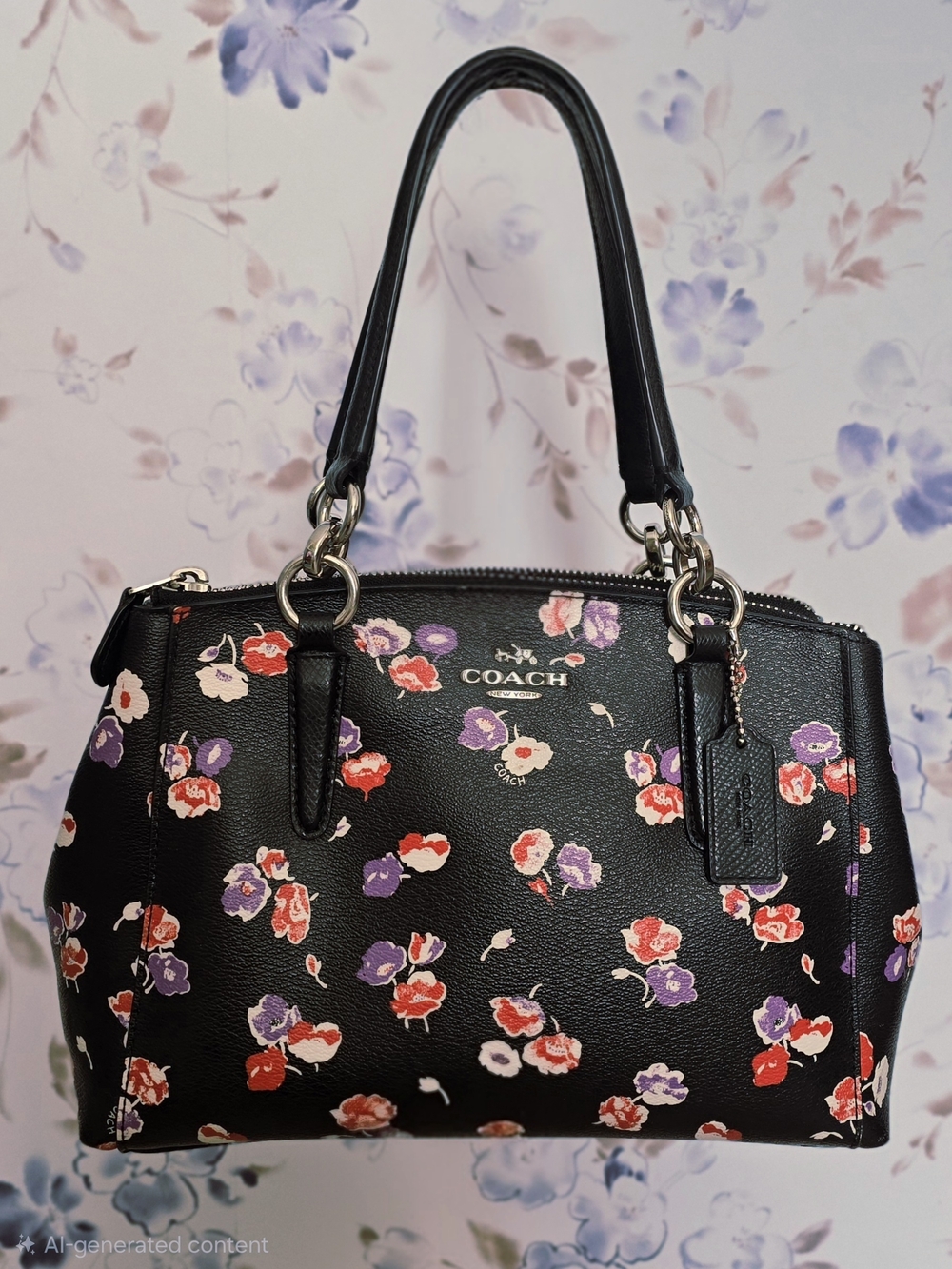 COACH MINI CHRISTIE CARRY ALL IN SMALL WILDFLOWER PRINT COATED CANVAS